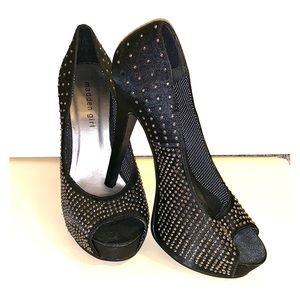 Madden Girl black rhinestone heels